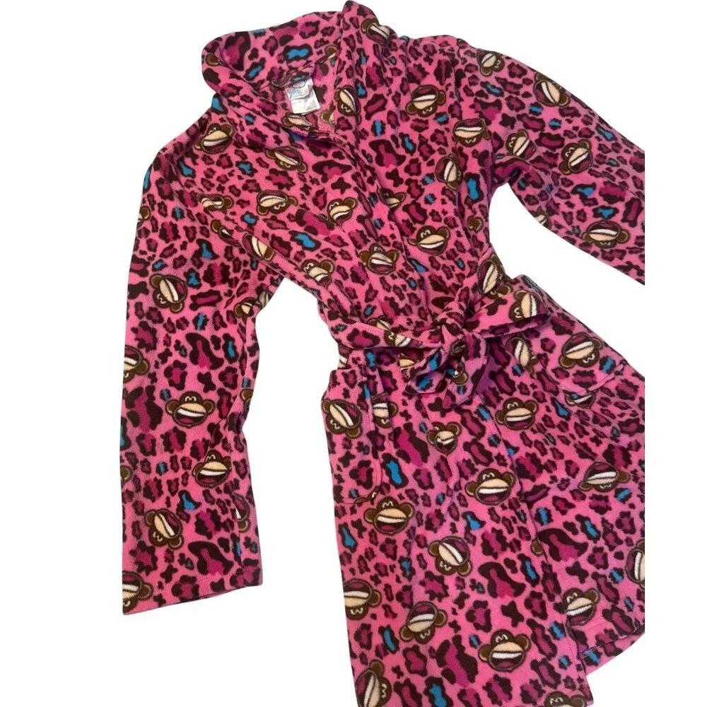 Bobby-Jack Girls Pink Leopard Robe 14/16 – Cartoon Monkey Bathrobe‎ 32